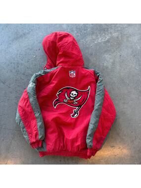 Vintage Y2K Pro Line Tampa Bay Buccaneers NFL Football Puffer Zip Up Jacket YM